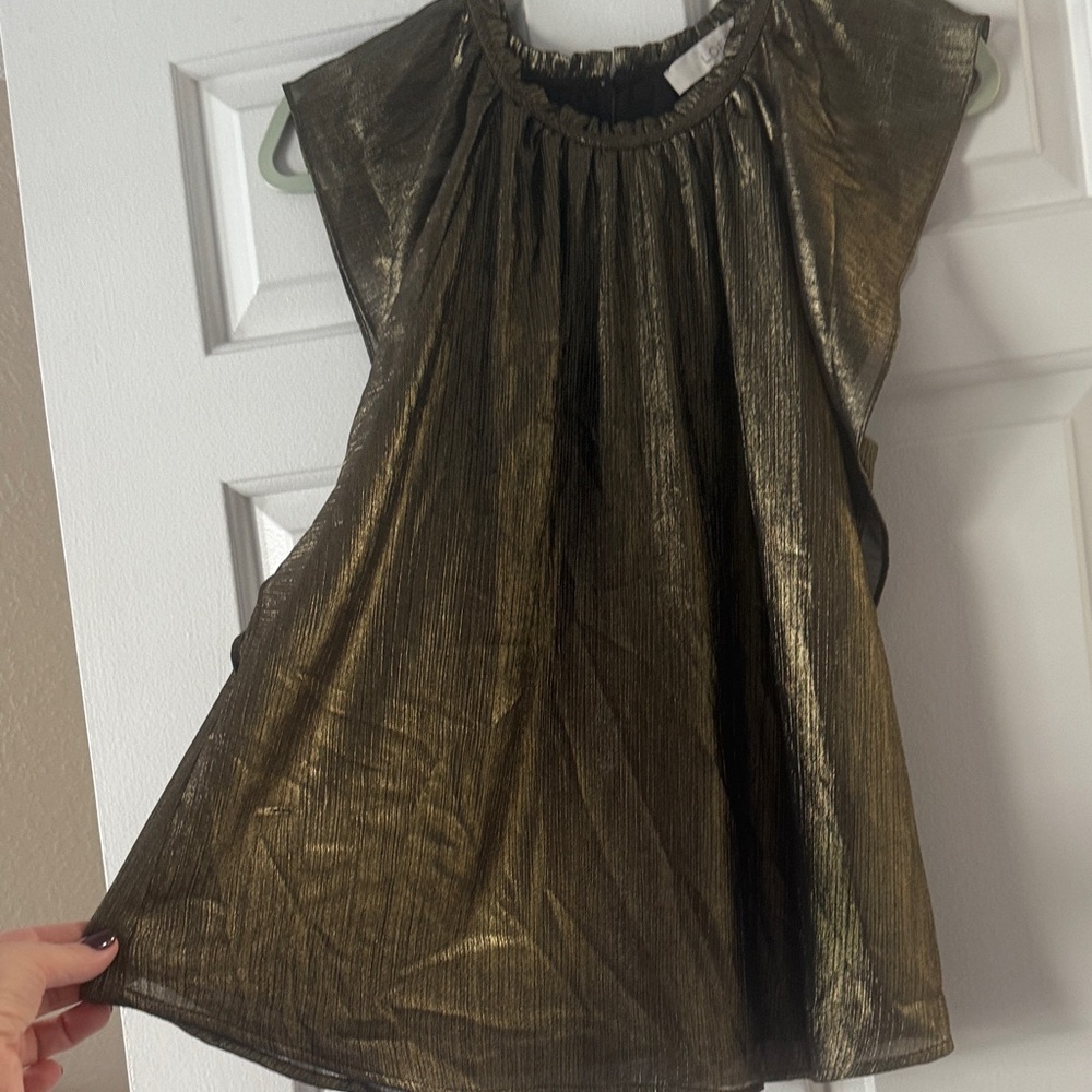 LOFT Mardi Gras Shimmering Gold Blouse